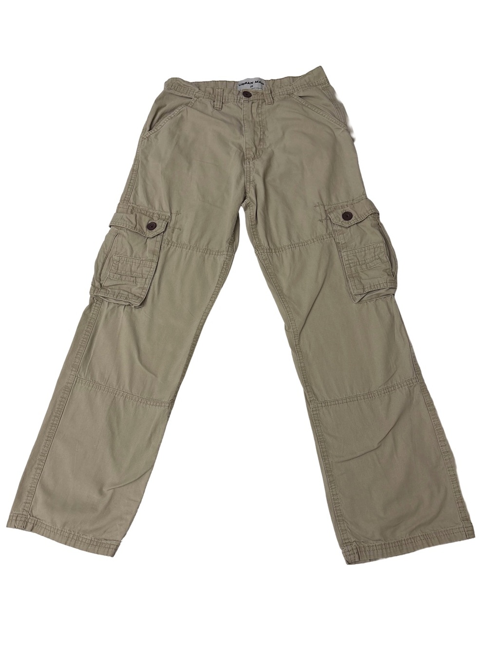 Urban Man Khaki Cargo Pants Men’s 28 Y2K Utility Wide Leg Cotton Beige